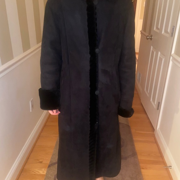 Genuine Sheepskin Full-Length Shearling Coat with Wool Lining - 6P - Picture 11 of 11